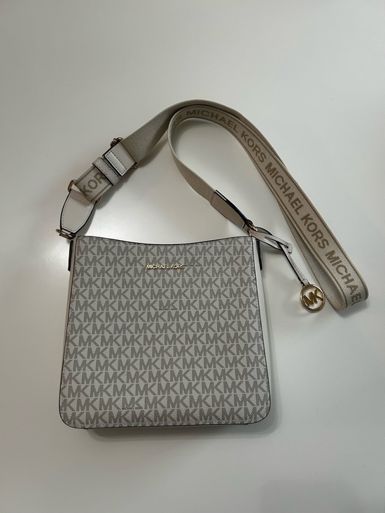 Michael Kors Handbags - Michael Kors Cream Logo Crossbody Bag with Signature Strap